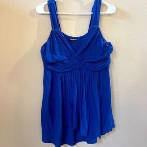 Express Royal Blue Flowy V Neck Top